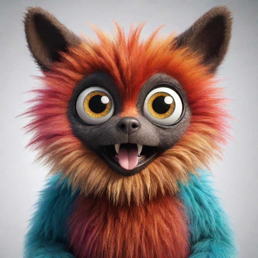 An anthropomorphic animal character with large, expressive eyes and vibrant fur colors.