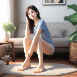 A realistic depiction of a girl showing her feet