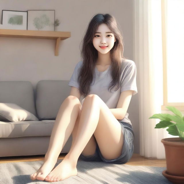 A realistic depiction of a girl showing her feet