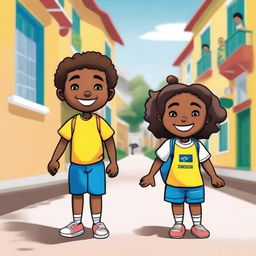 A couple of anthropomorphic, happy child protagonists, are students of an NGO called 'Vale do Senhor' in Brazil