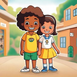 A couple of anthropomorphic, happy child protagonists, are students of an NGO called 'Vale do Senhor' in Brazil