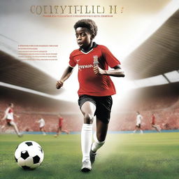 A dynamic and inspiring image of a young footballer on his journey to greatness