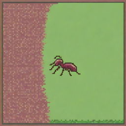 A pixel art style image of an ant walking to the left