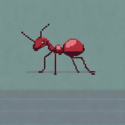 A pixel art style image of an ant walking to the left