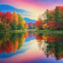 A vibrant, high-definition depiction of a tranquil scene with a multi-colored, serene background.