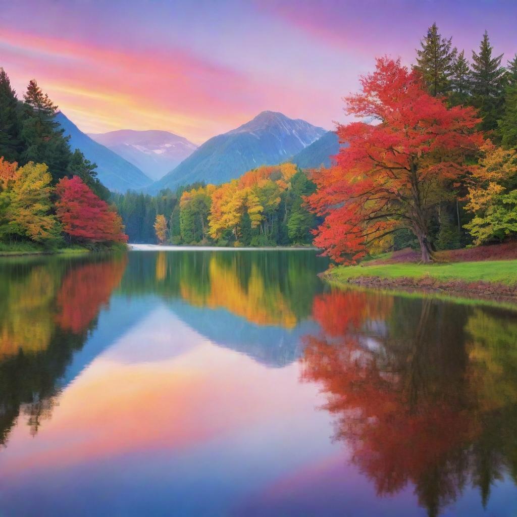 A vibrant, high-definition depiction of a tranquil scene with a multi-colored, serene background.