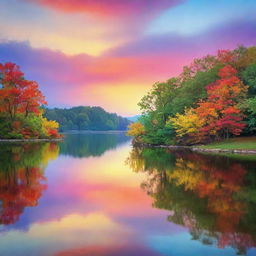 A vibrant, high-definition depiction of a tranquil scene with a multi-colored, serene background.