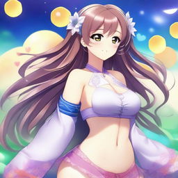 Create a beautiful anime waifu with a voluptuous figure