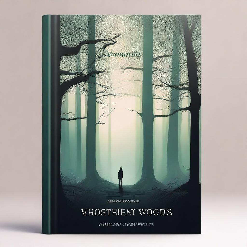 Create a visually captivating book cover featuring a mysterious forest with dense, dark trees and a narrow path leading into the unknown