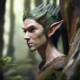 Create an image of an elf with skin that resembles dry clay, cracked and rugged