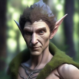 Create an image of an elf with skin that resembles dry clay, cracked and rugged