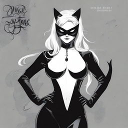 Uma capa de livro apresentando a personagem Black Cat em uma pose dinâmica