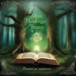 A captivating book cover featuring an enchanted forest with a mysterious glowing portal at its center