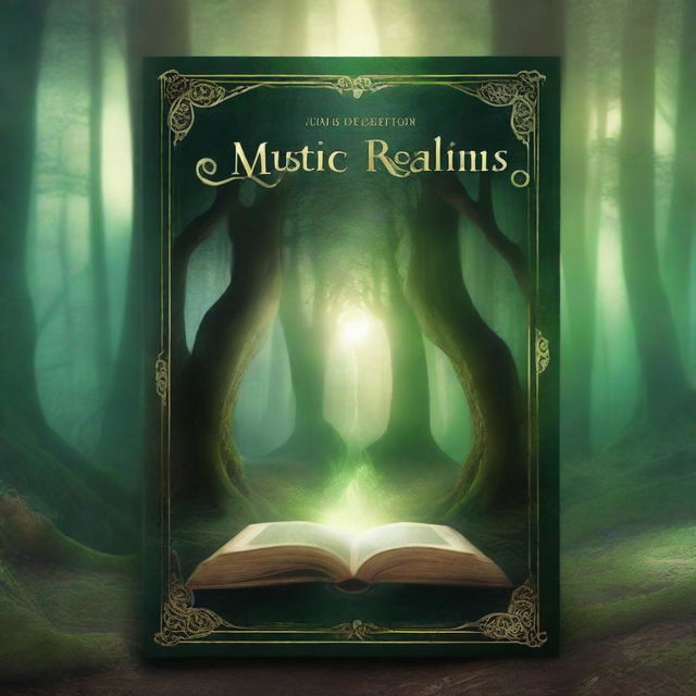 A captivating book cover featuring an enchanted forest with a mysterious glowing portal at its center