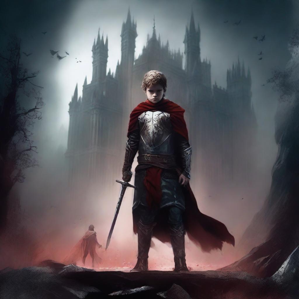 Create a dark fantasy book cover for 'The Blood of the Heir' by I