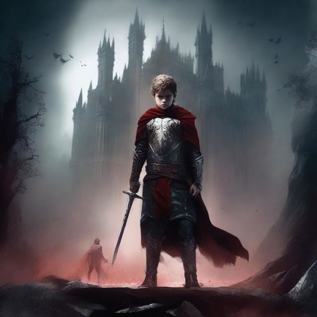 Create a dark fantasy book cover for 'The Blood of the Heir' by I