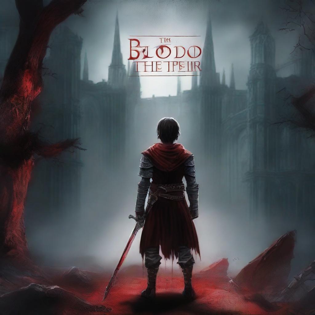 Create a dark fantasy book cover for 'The Blood of the Heir' by I