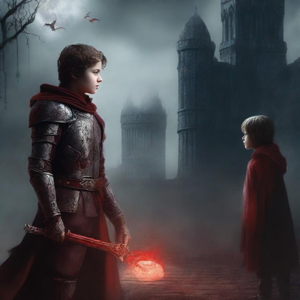 Create a dark fantasy book cover for 'The Blood of the Heir' by I