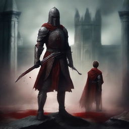 Create a dark fantasy book cover for 'The Blood of the Heir' by I