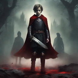 Create a dark fantasy book cover for 'The Blood of the Heir' by I