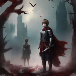 Create a dark fantasy book cover for 'The Blood of the Heir' by I