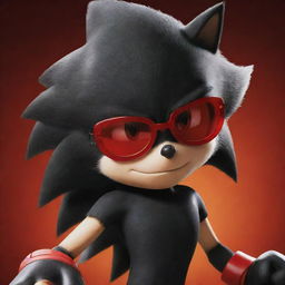 Shadow the Hedgehog, a speedy character from the Sonic franchise, sporting stylish oculos (sunglasses).