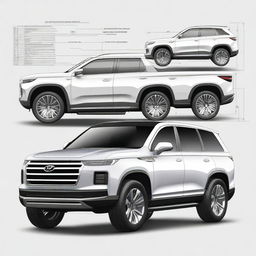 Design a mid-to-large SUV with a wheelbase of 2840mm and dimensions of 5690mm in length, 1910mm in width, and 1710mm in height