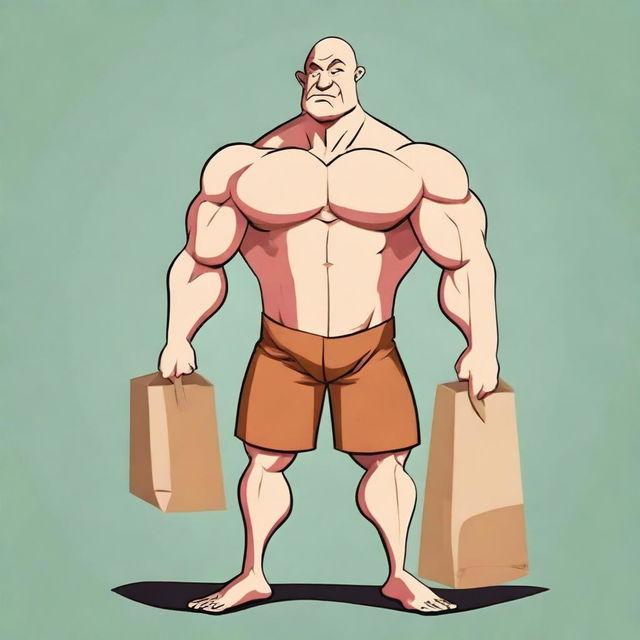 Create a poster featuring Natural Man, a bald, muscular man who is 1