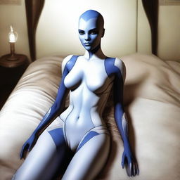 Create an image of the character Liara T'Soni from the Mass Effect video game