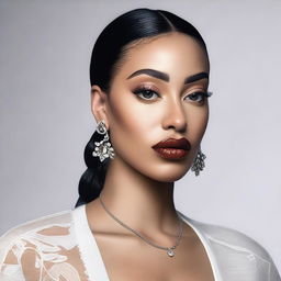 A detailed portrait of Jorja Smith, showcasing her unique style and elegance