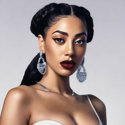 A detailed portrait of Jorja Smith, showcasing her unique style and elegance