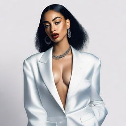 A detailed portrait of Jorja Smith, showcasing her unique style and elegance