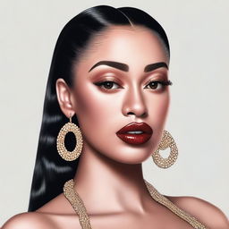 A detailed portrait of Jorja Smith with a chubbier appearance