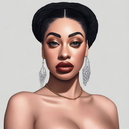 A detailed portrait of Jorja Smith with a chubbier appearance