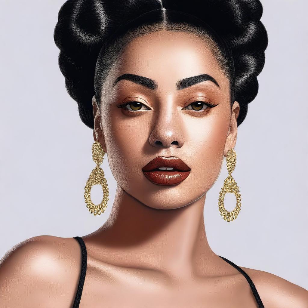 A detailed portrait of Jorja Smith with a chubbier appearance