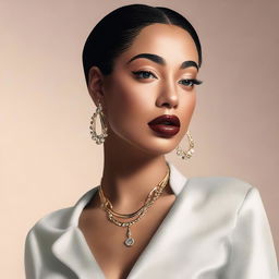 A detailed portrait of Jorja Smith, capturing her unique style and elegance