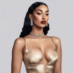 A detailed portrait of Jorja Smith with a chubbier appearance, capturing her unique style and elegance