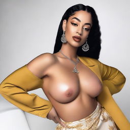 A detailed portrait of Jorja Smith with a chubbier appearance, capturing her unique style and elegance