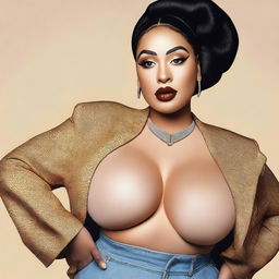 A detailed portrait of Jorja Smith with a BBW (Big Beautiful Woman) appearance, capturing her unique style and elegance