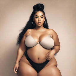 A detailed portrait of Jorja Smith with a BBW (Big Beautiful Woman) appearance, capturing her unique style and elegance