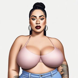 A detailed portrait of Jorja Smith with a BBW (Big Beautiful Woman) appearance, capturing her unique style and elegance