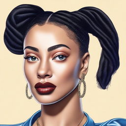 A highly realistic and detailed portrait of Jorja Smith, capturing her unique style and elegance