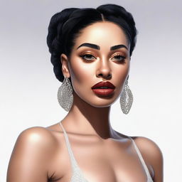 A highly realistic and detailed portrait of Jorja Smith, capturing her unique style and elegance