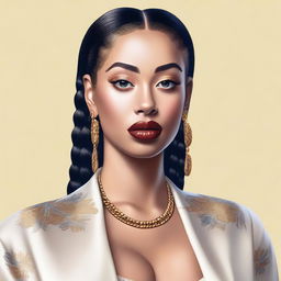 A highly realistic and detailed portrait of Jorja Smith, capturing her unique style and elegance