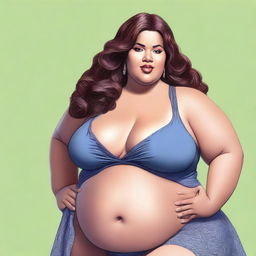 A highly realistic and detailed portrait of a Big Beautiful Woman (BBW) capturing her unique style and elegance