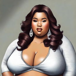 A highly realistic and detailed portrait of a Big Beautiful Woman (BBW) capturing her unique style and elegance