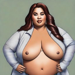 A highly realistic and detailed portrait of a Big Beautiful Woman (BBW) capturing her unique style and elegance