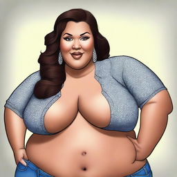 A highly realistic and detailed portrait of a Big Beautiful Woman (BBW) capturing her unique style and elegance