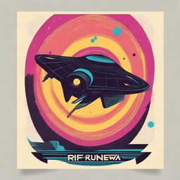 Design a minimalist movie poster for a solarpunk Kamigawa style anime movie titled "Riff Runners