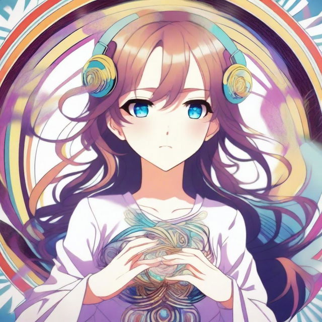 An anime-style girl with a captivating appearance, performing hypnosis